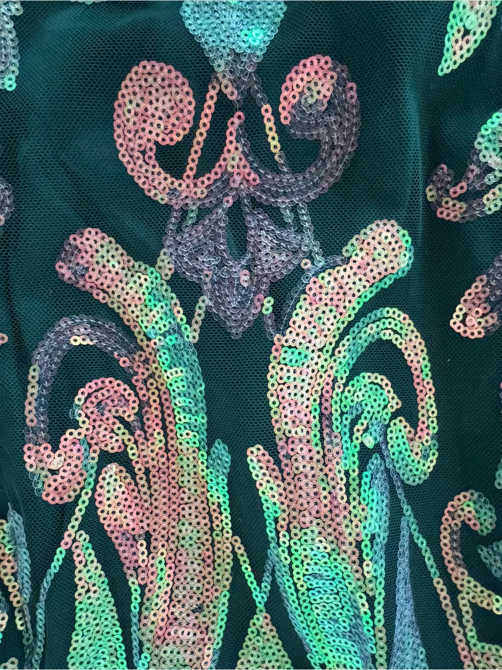 Lulu's Mesmerizing Shine Green Sequin One-Shoulder Party Dress Medium - Picture 12 of 16